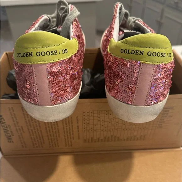 Golden Goose Pink Glitter Sneakers with Gray Star - Picture 5 of 9